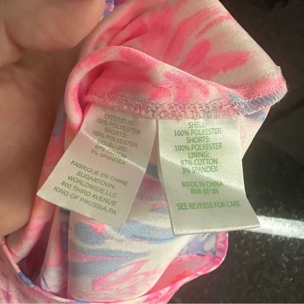 Lilly Pulitzer (2) “Kipton” Romper - One Shoulder Blue / Pink Floral Print - Picture 11 of 11